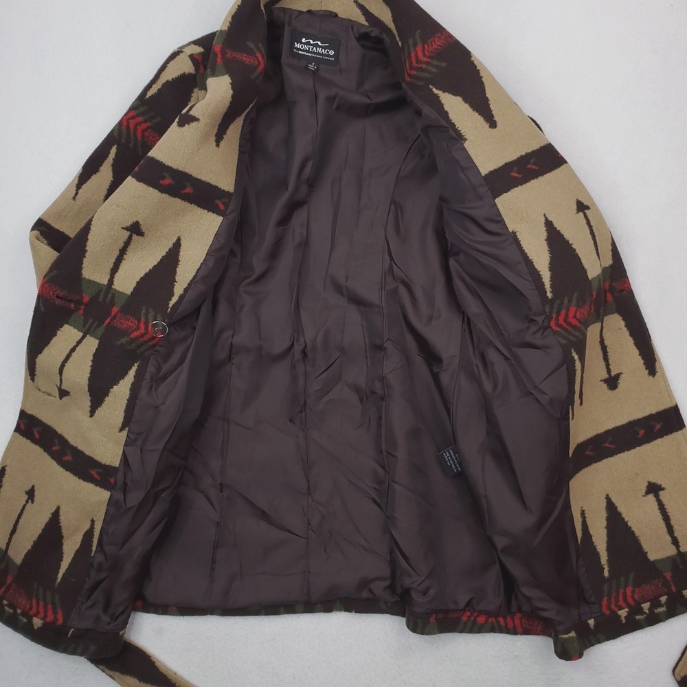 Montanaco Aztec Coat Womens Small Beige Southwestern Fleece Trench Geometric - Picture 4 of 10